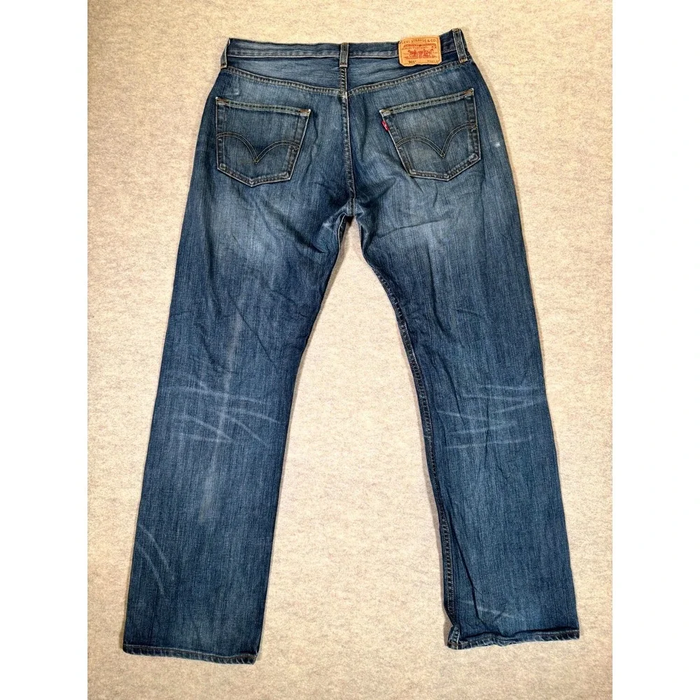 Levis 501 Original Fit Straight Jeans Mens 36x34 Blue Denim Cotton‎ Button Fly